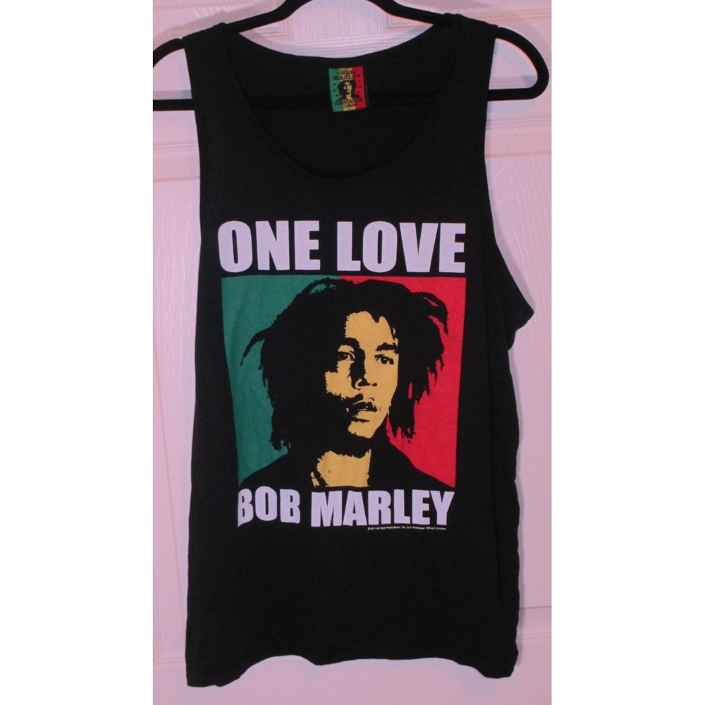 Bob Marley Jamaica Collection One Love Graphic Men's Black Tank Top L RAGGAE